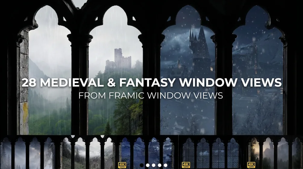 Fantasy Window Views Collection - 28 Cinematic 4K Scenes | Medieval + Fantasy Bundle